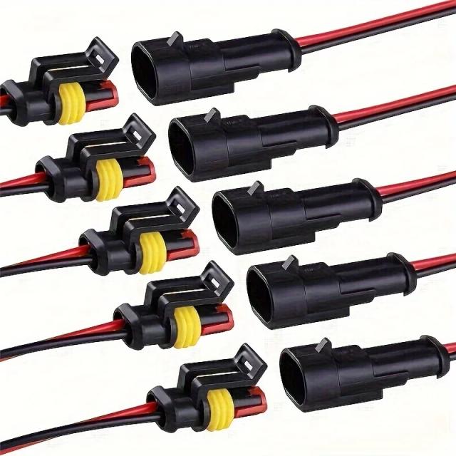 Conector de Fio Elétrico 2 Pinos Macho/Fêmea 18AWG 10 Peças