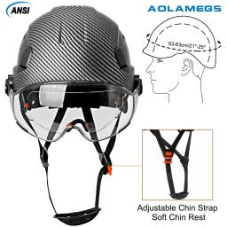Capacete de segurança padrão de fibra de carbono com viseira dupla para capacete de engenheiro CE ANSI ABS boné de trabalho industrial resgate - Image 2