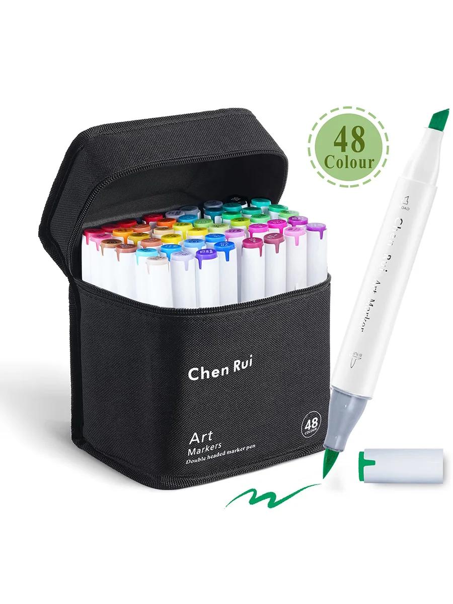 48-180 cores pincel de ponta dupla e cinzel canetas marcadoras de arte permanente kit de suprimentos de desenho para colorir ilustrações de volta às aulas - Image 1