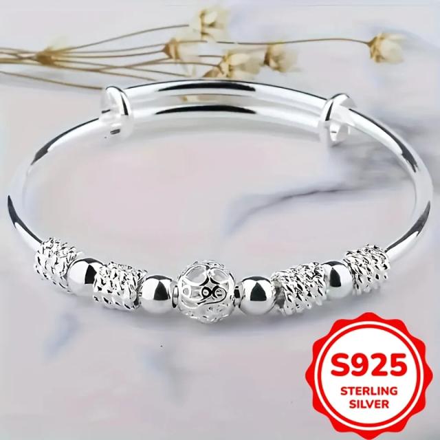 Pulseira de Prata 925 Elegante Ajustável para Mulheres