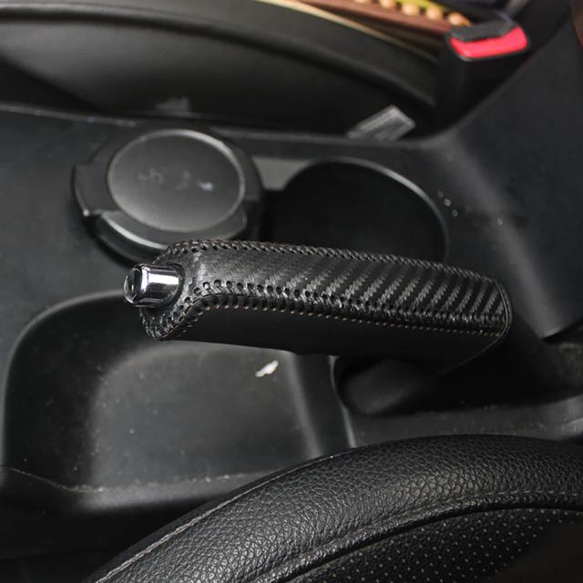 Capa de Freio de Mão Universal Fibra de Carbono PU Anti-skid Proteção Estacionamento Automático