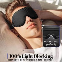 Máscara de Olhos para Dormir Blackout 3D Respirável Macia e Confortável para Viagem Máscara Noturna Ajustável para Dormir - Image 4