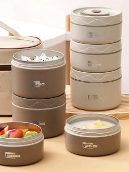 Conjunto de 3 peças: recipiente térmico portátil para micro-ondas, caixa de almoço, caixa bento de aço inoxidável, bolsa térmica à prova de vazamentos para almoço quente. - Image 5