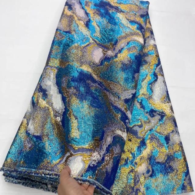 Tecido Jacquard Metálico Multicolor Estilo Pintura a Óleo Floral 140cm