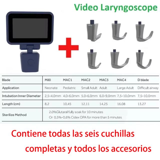 Vídeo Laringoscópio Reutilizável 3.5 Polegadas Tela Digital 6 Lâminas Opcionais