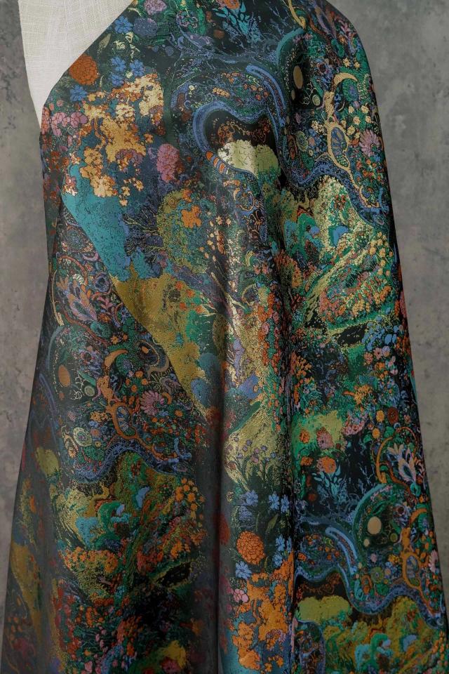 Tecido Jacquard Abstrato Floral Vintage 164cm