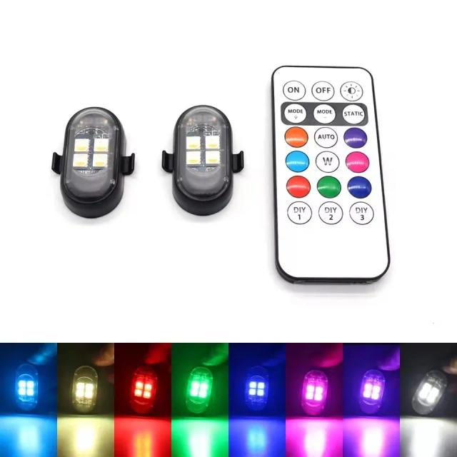 Luzes de Ambiente RGB para Carro, Bateria Maior e Mais Brilhante, Cabo de Carregamento Tipo-C, Controle Remoto Sem Fio Multi-Modo para Carro e Moto