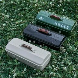 Caixa de armazenamento de ferramentas ao ar livre portátil acampamento piquenique metal ferramentas caixa de armazenamento com alça caixa de armazenamento de artigos diversos gadgets de acampamento - Image 1