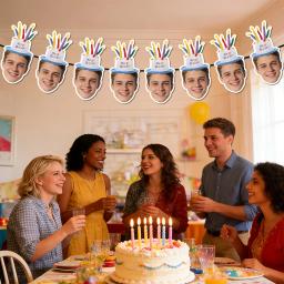 Faixa de Aniversário Personalizada com Foto, Banner de Bandeirolas com Estampa de Chapéu de Aniversário para Lembrancinhas de Festa de Aniversário, Banner de Feliz Aniversário - Image 6