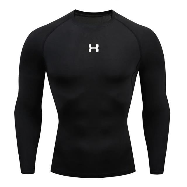 Camiseta de compressão masculina para corrida, manga longa, camiseta esportiva para academia, fitness, moletom masculino para corrida, agasalho atlético, camiseta masculina.