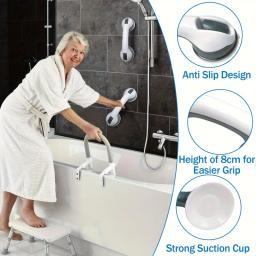 Duas barras de apoio de segurança para banheiro com alças antiderrapantes, feitas de plástico durável, resistentes e estáveis, com ventosa forte - Image 6