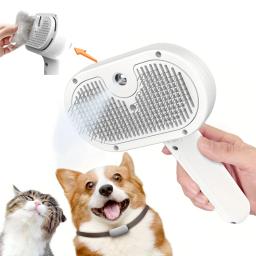 Atualizado pet spray aliciamento pente vapor flutuante remoção do cabelo limpeza escova de vapor estilo para cães gatos acessórios - Image 1