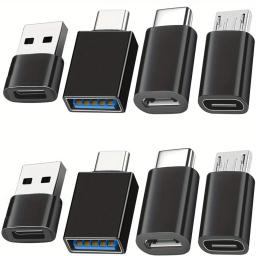 8-Pack USB 3.0 Tipo C Fêmea para USB Macho Adaptador OTG Micro USB para USB-C Conversor Conector para Laptop Smartphone - Image 1