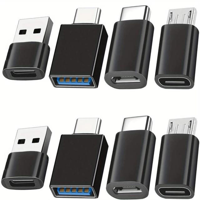 Adaptador OTG Micro USB para USB-C 8 Peças Conector Conversor para Laptop Smartphone