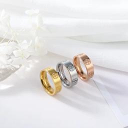 Moda clássico cruz anéis de aço inoxidável para mulheres homens cor ouro jóias luxo presente casamento - Image 4
