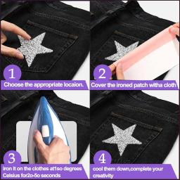 8 pçs ferro em remendos estrela apliques strass adesivo glitter estrela remendos apliques para roupas jeans reparação decoração - Image 5