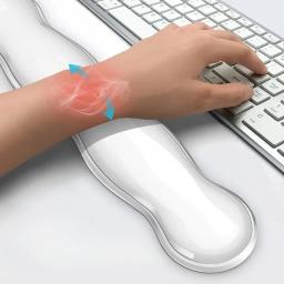 Mouse pad com descanso para pulso, descanso para teclado, console de jogos de escritório transparente de silicone antiderrapante, descanso para pulso do mouse - Image 6