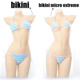 Mulheres sexy lingerie lolita kawaii listrado mini sutiã calcinha conjunto anime japonês cosplay roupa interior trajes eróticos impertinentes - Image 5
