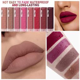 DUNUF Batom Líquido Matte de 8 Cores, Textura Velveteada, Fácil de Aplicar, Tubo Quadrado, À Prova d'Água, Efeito Volumizador Tridimensional - Image 2