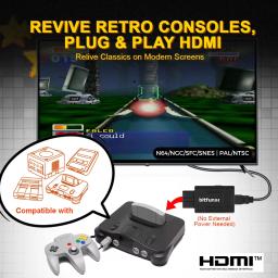 Bitfunx Mini 720P 1080P HDMI ™   Adaptador 16:9/4:3 Auto S-Video Composto Para Consoles de Jogos N64 SNES SFC NGC - Image 2
