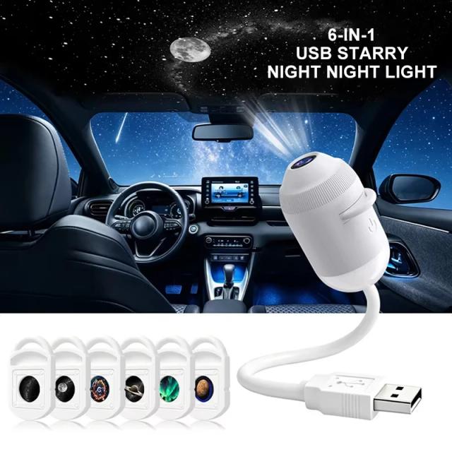 Projetor USB Céu Estrelado 360° Lâmpada Atmosférica Ajustável para Carro, Casa e Quarto