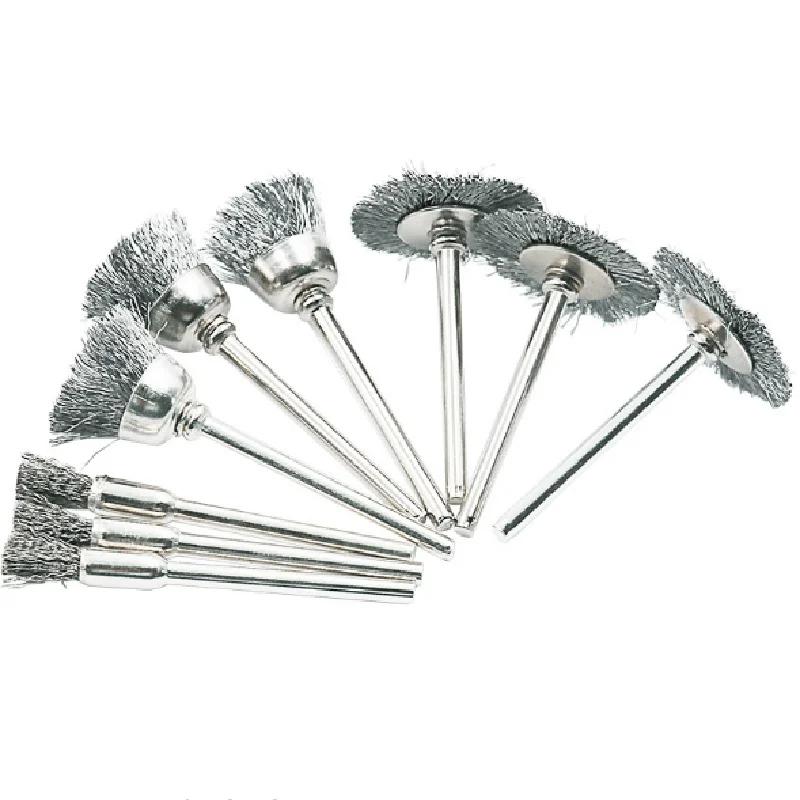 9 pçs mini escova de fio de aço broca ferramenta rotativa escova de limpeza roda metal remoção ferrugem disco polimento - Image 1