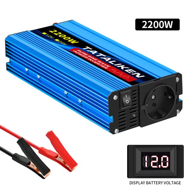 Inversor de Onda Senoidal Pura 5000W DC 12V/24V para AC 220V/230V Adaptador de Carregamento Tomada UE
