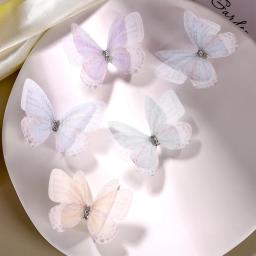 10/20 pçs cor gradiente organza tecido borboleta apliques 5cm translúcido chiffon borboleta para diy costura artesanato decoração - Image 4