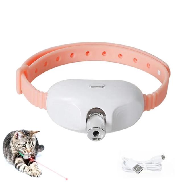Coleira Laser Recarregável para Gatos Brinquedo Interativo Automático Infravermelho Alivia Ansiedade Suprimentos para Animais de Estimação