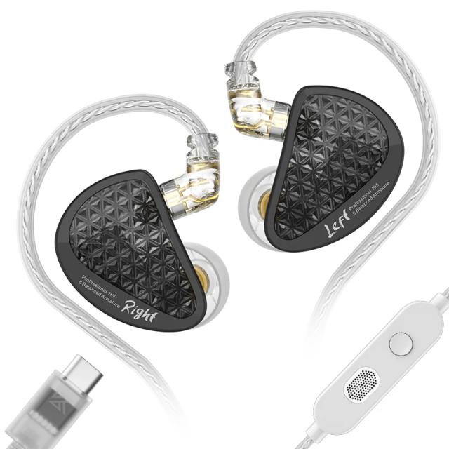 KZ AS16 PRO Fones de Ouvido Intra-Auriculares com Fio 16BA Armadura Balanceada Alta Fidelidade Monitor Baixo Fones