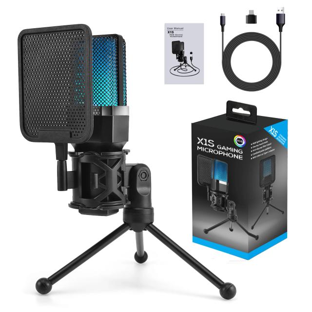 Microfone Condensador Profissional SF-666R USB Kit Estúdio Streaming Podcast Karaoke