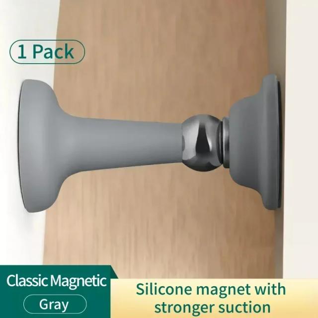 Batente de Porta Silicone Anti-colisão Magnético Forte Silencioso Sem Perfuração para Parede e Chão