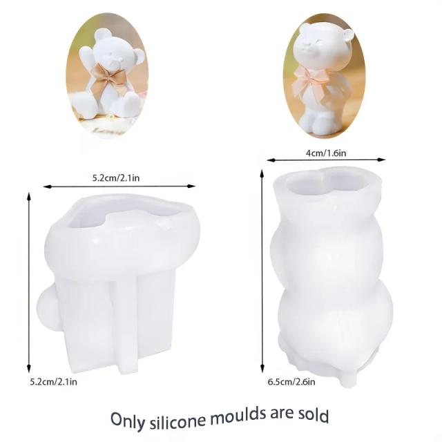 Molde de Silicone Urso 3D DIY para Resina Epóxi Gesso Cimento