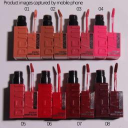 DUNUF Batom Líquido Matte de 8 Cores, Textura Velveteada, Fácil de Aplicar, Tubo Quadrado, À Prova d'Água, Efeito Volumizador Tridimensional - Image 4