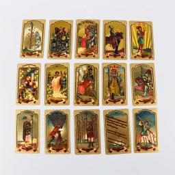 [Cartas de tarô de folha dourada] 1 peça de cartas de tarô de folha dourada-estampagem a quente impressão colorida à prova d'água jogo de mesa de plástico festa de lazer - Image 5