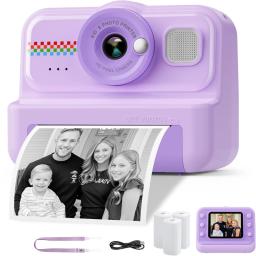 Câmera Instantânea para Crianças, Câmera Instantânea 1080P HD para Crianças com 3 Rolos de Papel para Impressão, Câmera Digital para Selfie para Crianças - Image 1