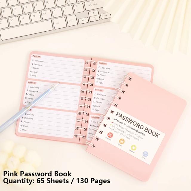 Livro de Endereços com Senha e Etiquetas - 65 Folhas Simples PVC Capa Dura