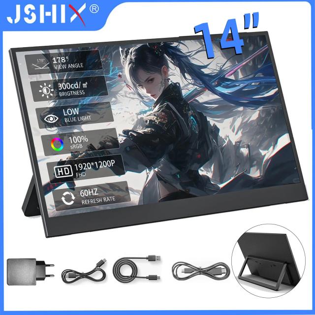 Jshix Monitor Portátil 15.6 Polegadas Full HD IPS para Jogos e Produtividade