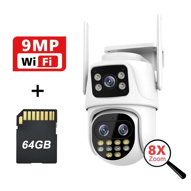 Câmera de Vigilância Wi-Fi PTZ 9MP 8x Zoom Digital AI Rastreamento Automático