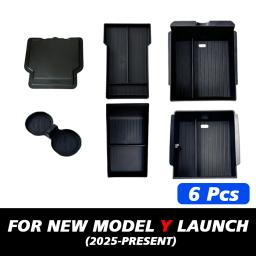 TEKSY 1/2/3/4/6/7/8 peças para Tesla Novo Modelo Y 2025 2026 Juniper ABS com tapete antiderrapante de silicone para console e caixa de armazenamento do apoio de braço - Image 4