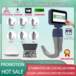 3,5 polegadas tela sensível ao toque de vídeo laringoscópio reutilizável lâminas esterilizáveis cor digital vídeo laringoscópio 6 lâminas opcional - Image 2