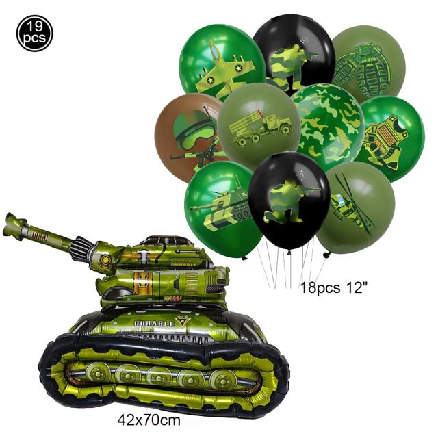 10 peças de Decorações de Festa Temática Exército Camuflado, Chapéus Camuflados, Arma Inflável de PVC, Mochila de TNT, Decorações de Aniversário com Tema Militar