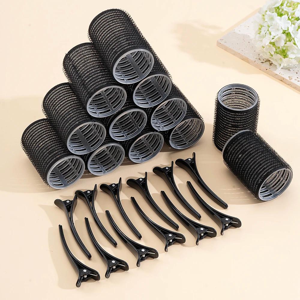 24 pçs/set auto aperto rolos de cabelo sem calor grampo de cabelo rolos cachos sem calor franja de cabelo volume auto-adesivo gancho diy ferramentas de estilo - Image 1