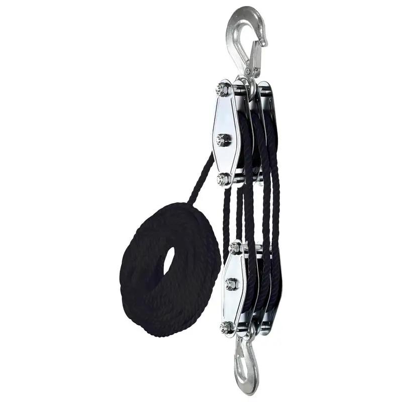 Bloco e equipamento polia sistema 50ft 3 corda polia talha com 6:1 potência de elevação multifuncional sistema de polia resistente 2200 lbs - Image 1