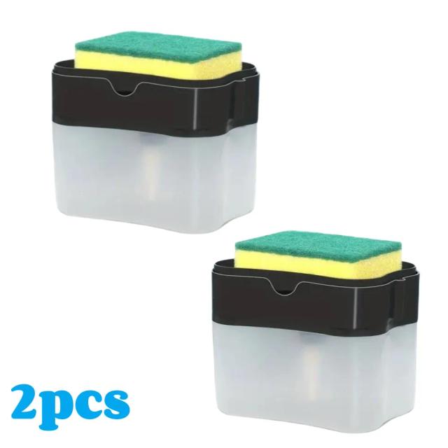 Dispensador Automático de Sabão com Suporte para Esponja e Frasco de Pressão para Líquido para Cozinha