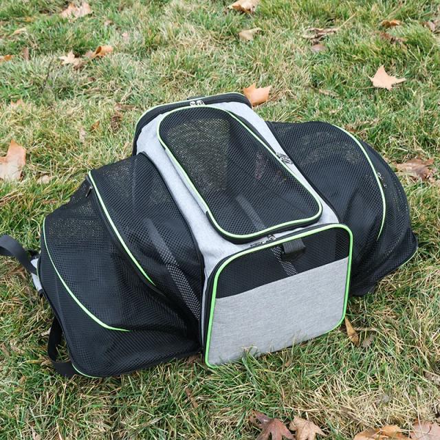 Saco de transporte para animais de estimação dobrável pequeno cão carta carregando gato fora saco expansão pet saco malha respirável expansão dobrável portátil c