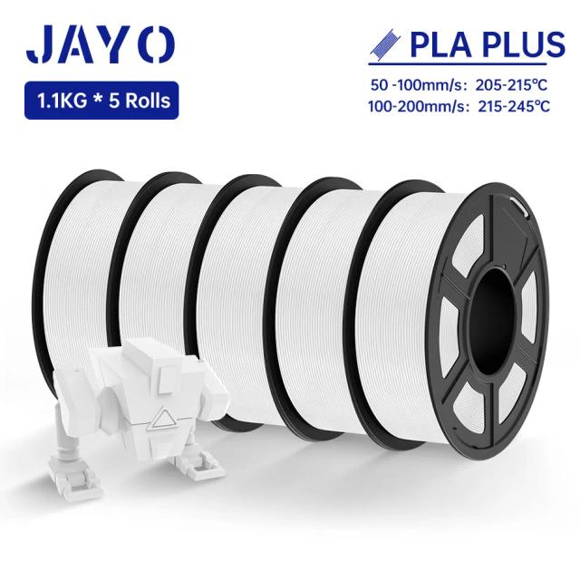Jayo Filamento 3D PETG/Seda/PLA Plus/PLA/ABS/Madeira 1.75mm 5 Rolos