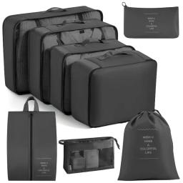 6/8 pçs conjunto saco de viagem organizador roupas bagagem organizador de viagem cobertor sapatos organizadores saco mala bolsa cubos de embalagem - Image 1