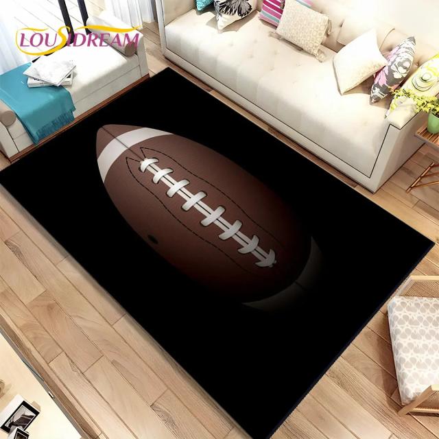 Tapete de Área para Campo de Futebol Americano/Rugby, Tapete para Sala de Estar, Quarto, Sofá, Decoração, Tapete Antiderrapante para Brincadeiras de Crianças