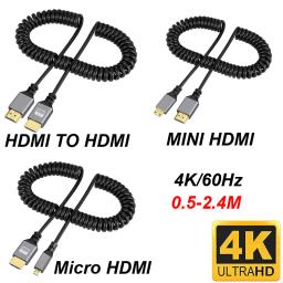 4k @ 60hz 0.5-2.4m compatível hdmi para hdmi/mini hdmi/micro hdmi/extensão enrolada cabo espiral flexível macho para macho cabo de tomada - Image 1